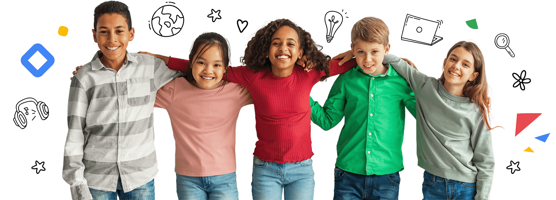 Large Image of Kids Smiling and Having Fun in a Safe Digital World